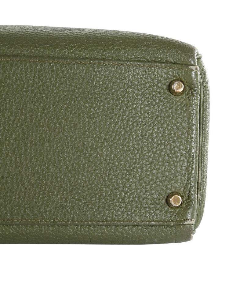 Pre Owned Hermes Olive Green Clemence Leather Gold Hardware Kelly Retourne 35 Bag 