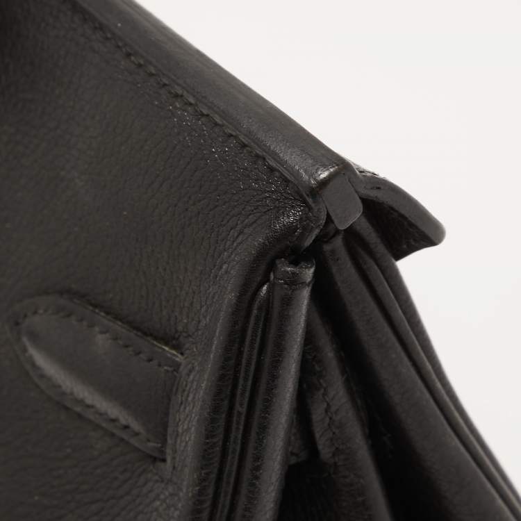 Pre Owned Hermès Black Evercolor Leather Palladium Finish Birkin 30 Bag