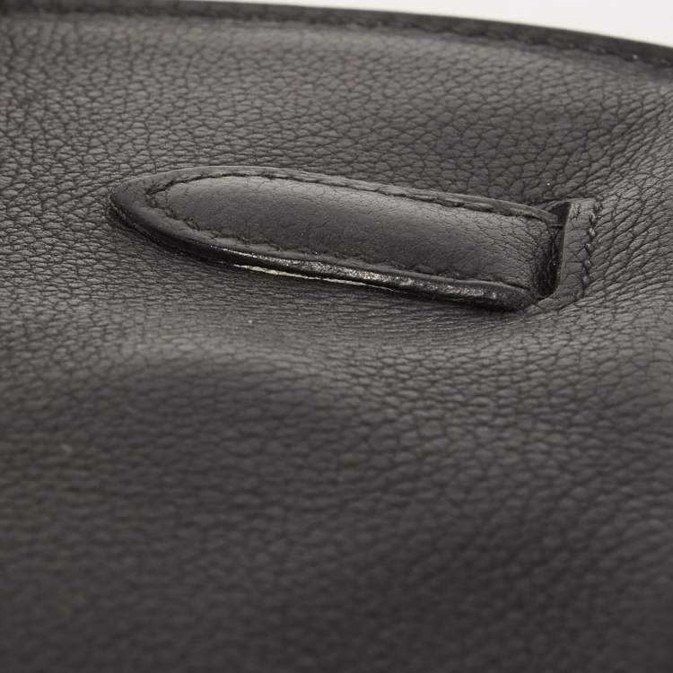 Pre Owned Hermès Black Evercolor Leather Palladium Finish Birkin 30 Bag