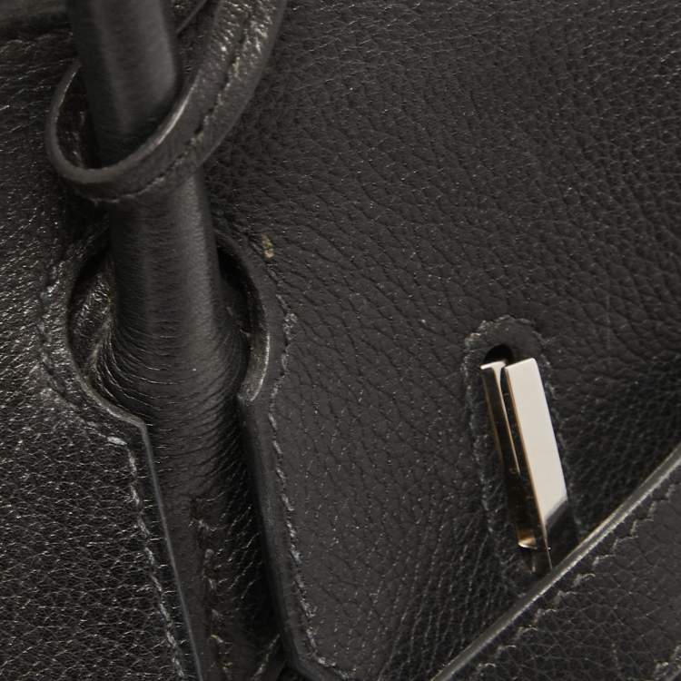 Pre Owned Hermès Black Evercolor Leather Palladium Finish Birkin 30 Bag