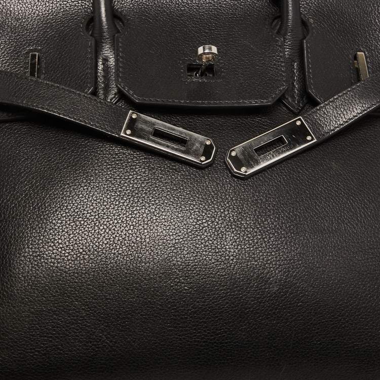 Pre Owned Hermès Black Evercolor Leather Palladium Finish Birkin 30 Bag