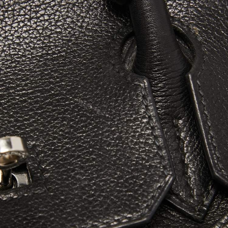 Pre Owned Hermès Black Evercolor Leather Palladium Finish Birkin 30 Bag