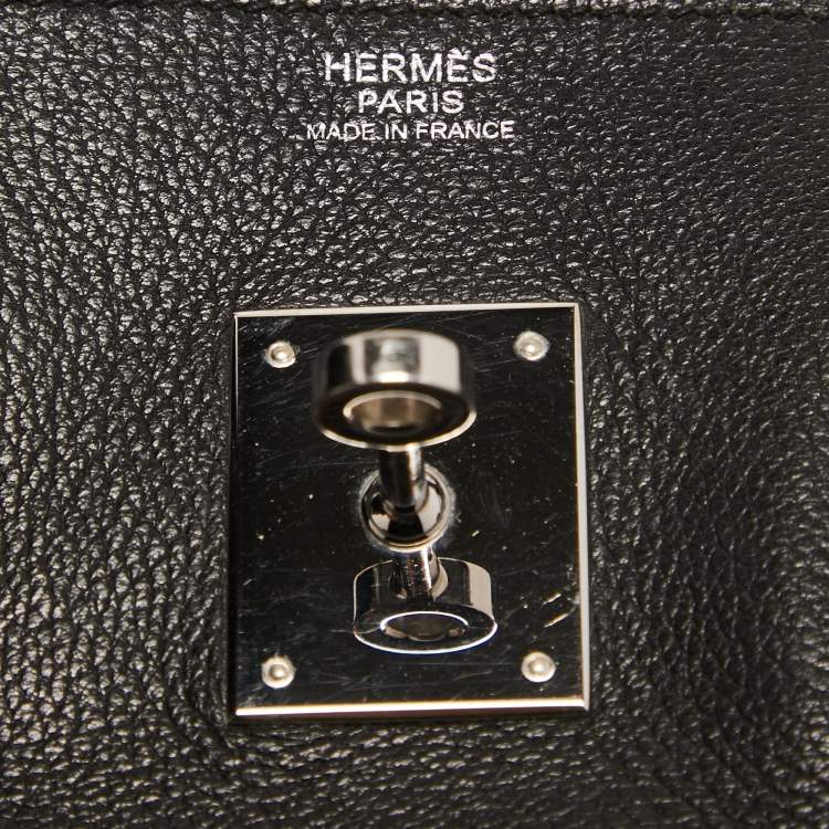 Pre Owned Hermès Black Evercolor Leather Palladium Finish Birkin 30 Bag
