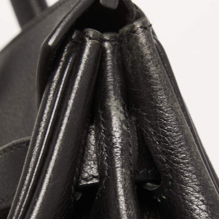 Pre Owned Hermès Black Evercolor Leather Palladium Finish Birkin 30 Bag