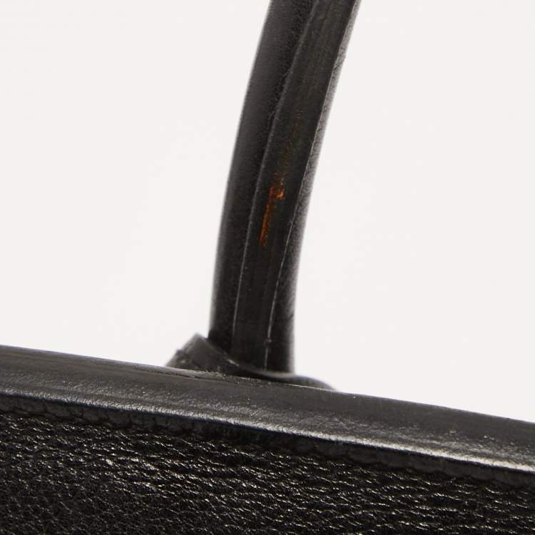 Pre Owned Hermès Black Evercolor Leather Palladium Finish Birkin 30 Bag