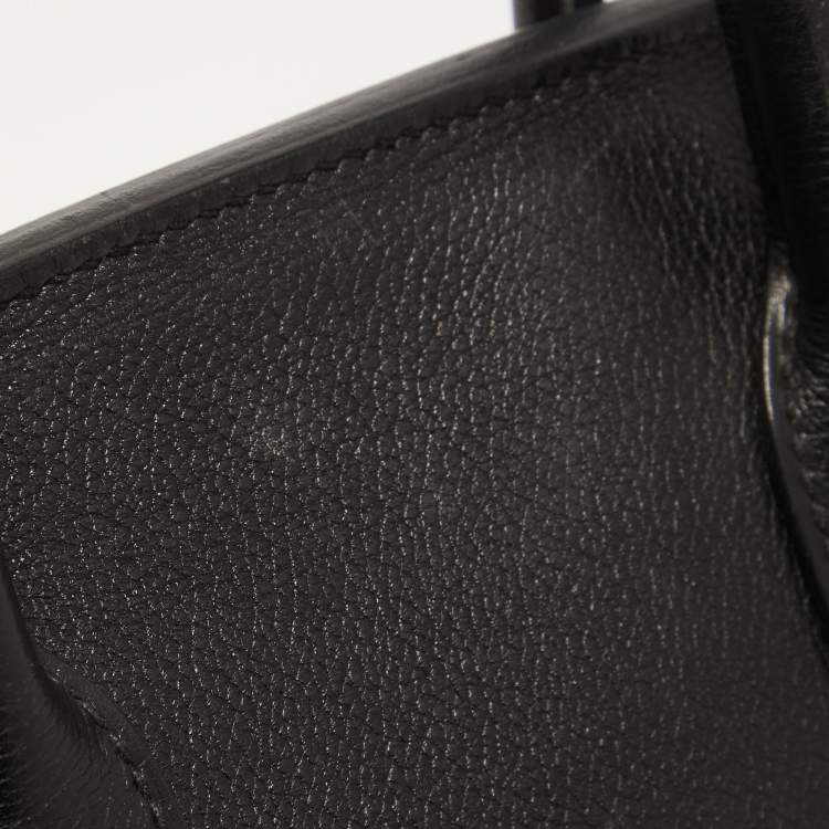 Pre Owned Hermès Black Evercolor Leather Palladium Finish Birkin 30 Bag