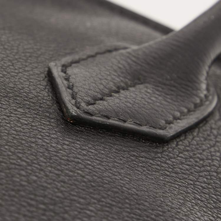 Pre Owned Hermès Black Evercolor Leather Palladium Finish Birkin 30 Bag