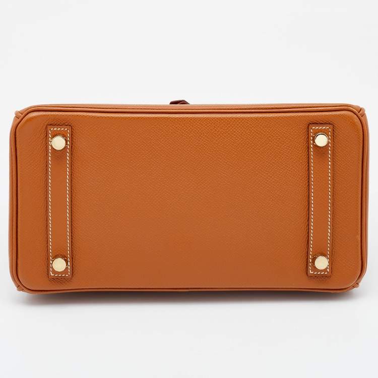 Pre Owned Hermes Gold Epsom Leather Gold Finish Birkin 25 Bag