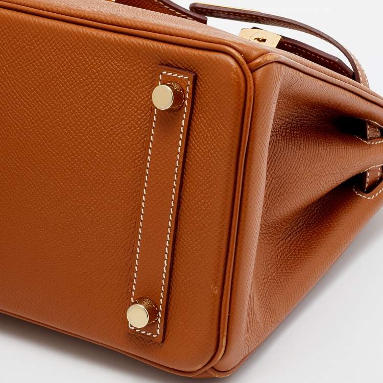 Pre Owned Hermes Gold Epsom Leather Gold Finish Birkin 25 Bag