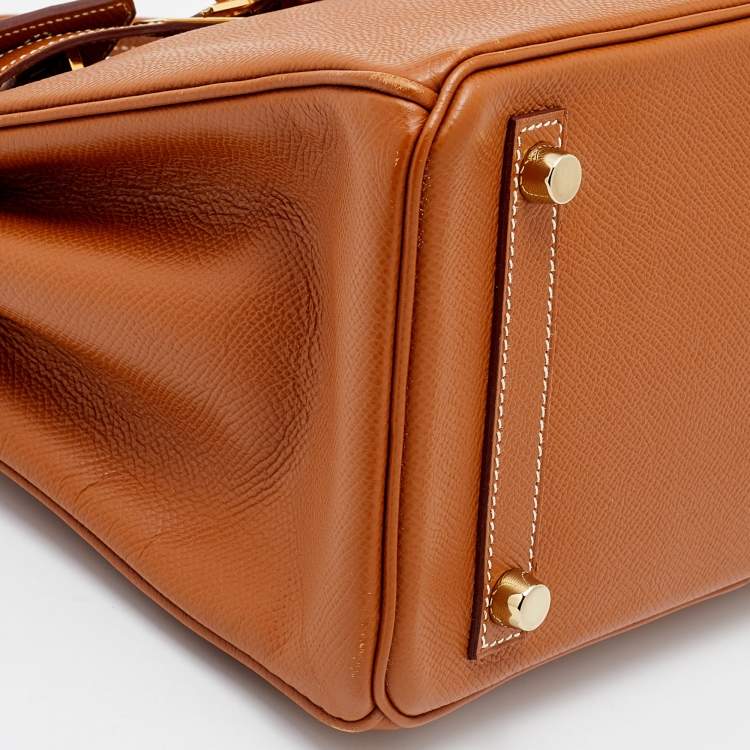 Pre Owned Hermes Gold Epsom Leather Gold Finish Birkin 25 Bag