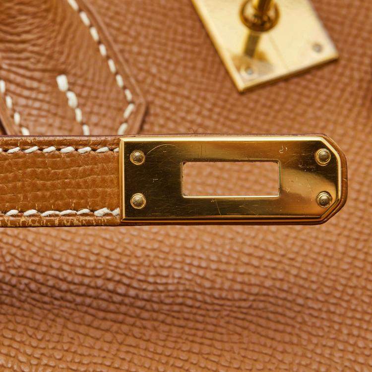 Pre Owned Hermes Gold Epsom Leather Gold Finish Birkin 25 Bag