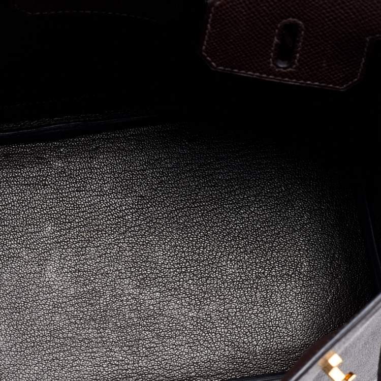 Pre Owned Hermes Chocolat Epsom Leather Gold Finish Birkin 25 Bag