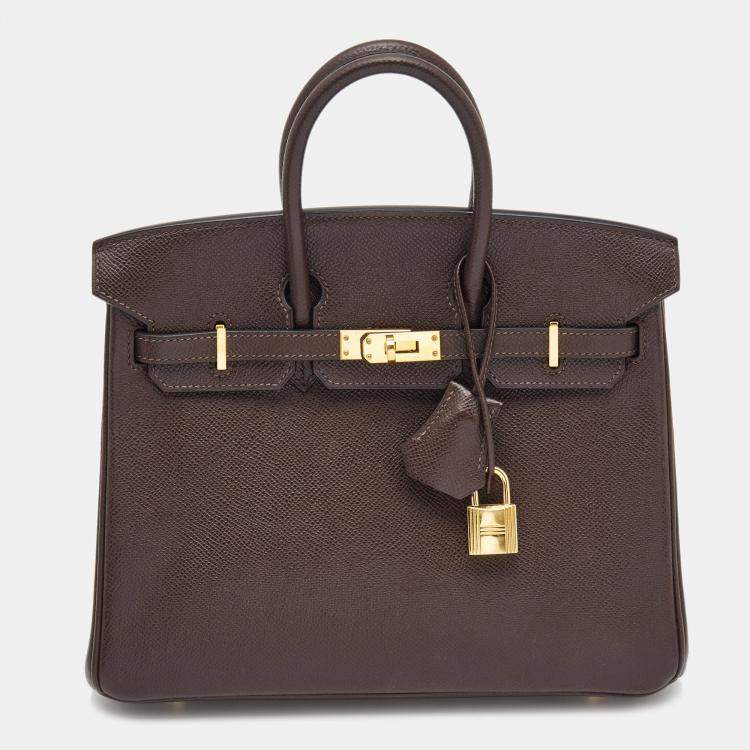 Hermes Chocolat Epsom Leather Gold Finish Birkin 25 Bag Hermes | The ...