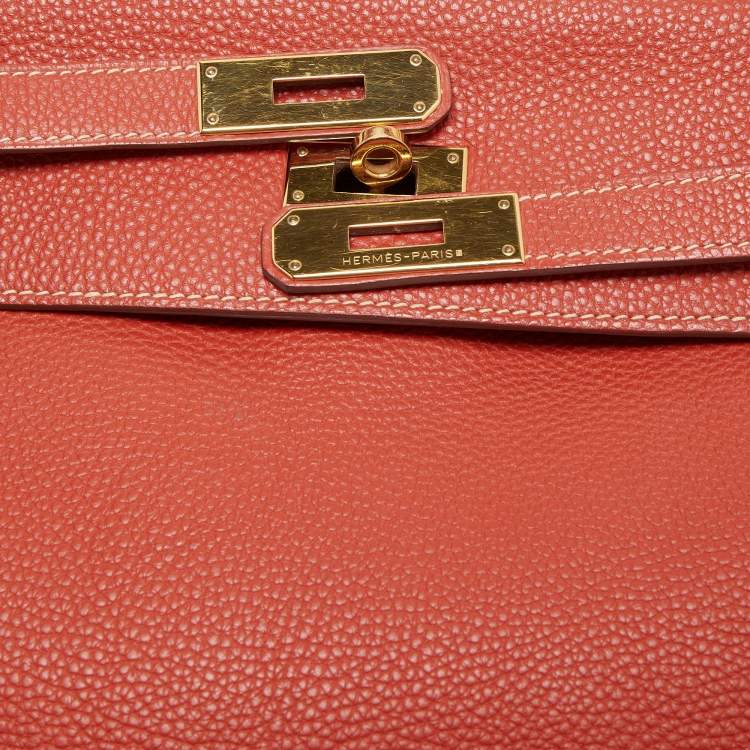 Pre Owned Hermes Brique Togo Leather Gold Hardware Kelly Retourne 35 Bag