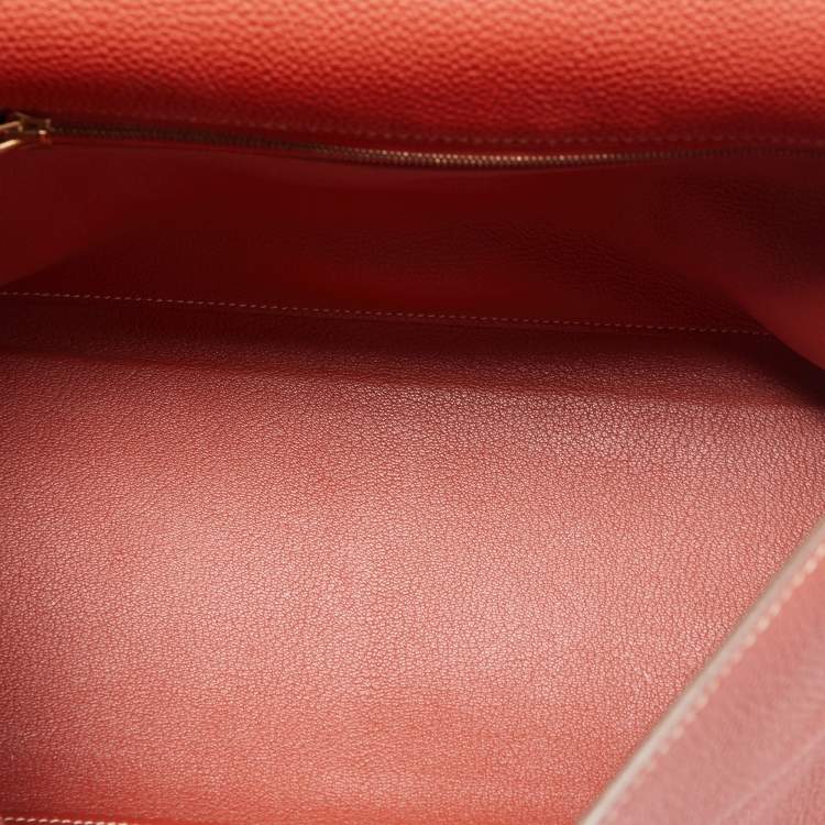 Pre Owned Hermes Brique Togo Leather Gold Hardware Kelly Retourne 35 Bag