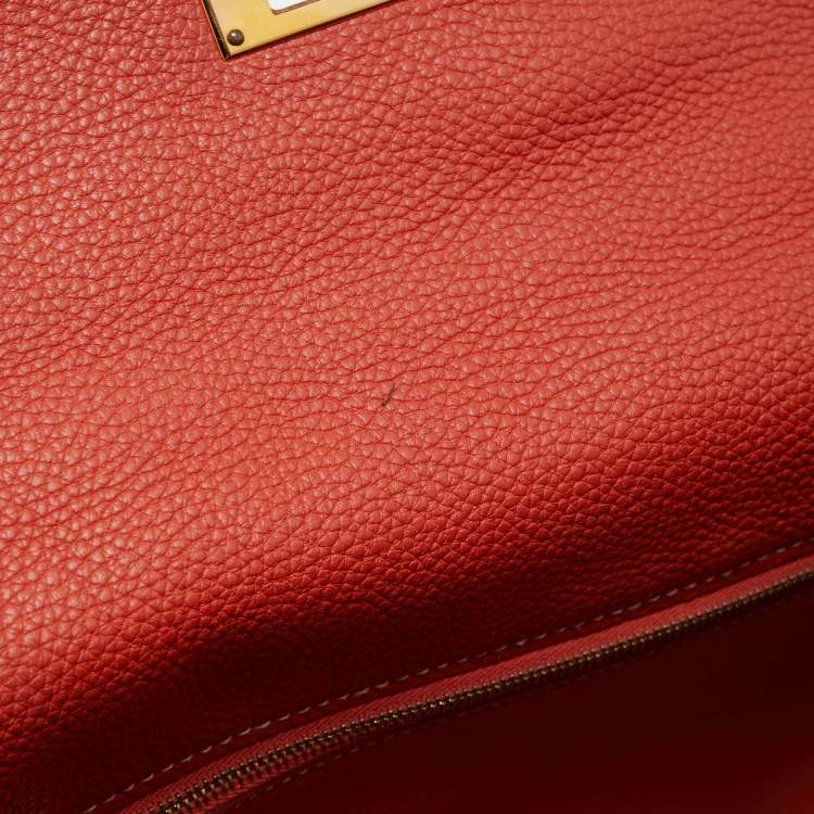 Pre Owned Hermes Brique Togo Leather Gold Hardware Kelly Retourne 35 Bag