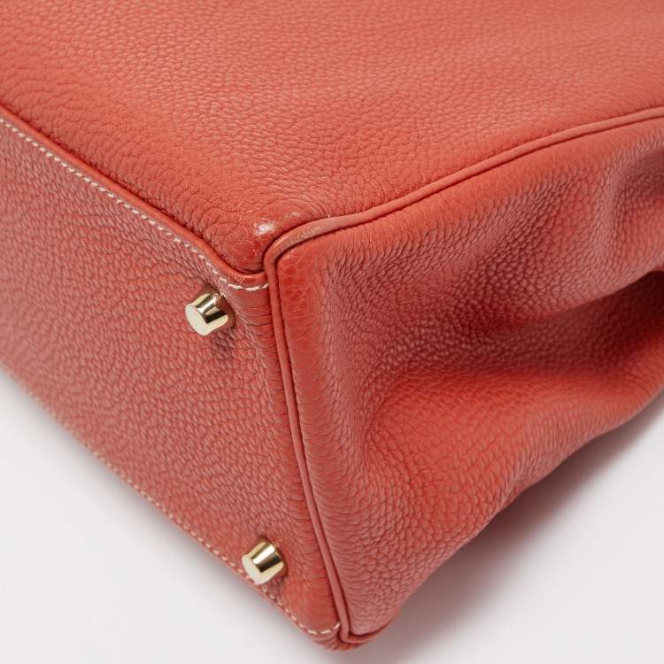 Pre Owned Hermes Brique Togo Leather Gold Hardware Kelly Retourne 35 Bag
