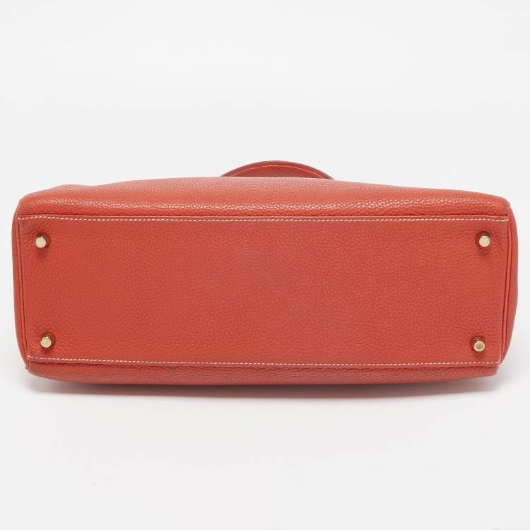 Pre Owned Hermes Brique Togo Leather Gold Hardware Kelly Retourne 35 Bag