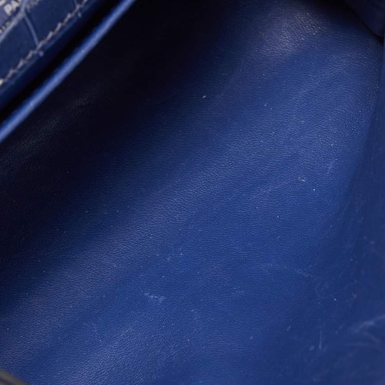 Pre Owned Hermes Blue Brighton Niloticus Crocodile Kelly Pochette