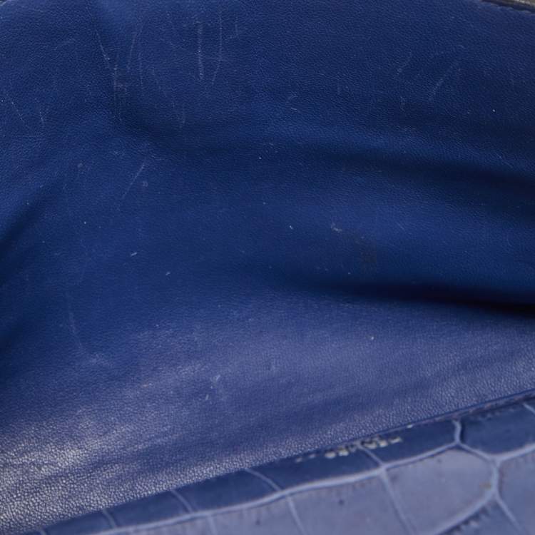 Pre Owned Hermes Blue Brighton Niloticus Crocodile Kelly Pochette