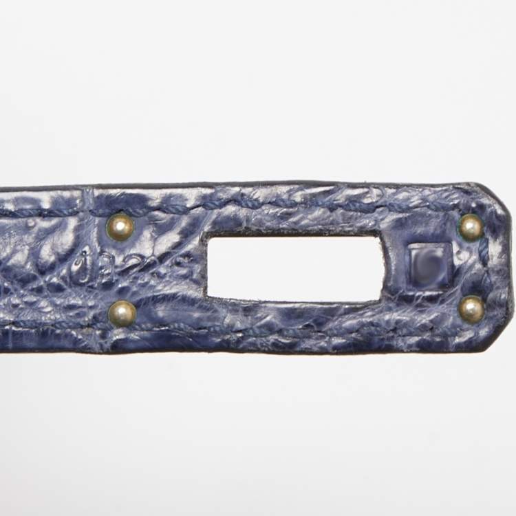 Pre Owned Hermes Blue Brighton Niloticus Crocodile Kelly Pochette