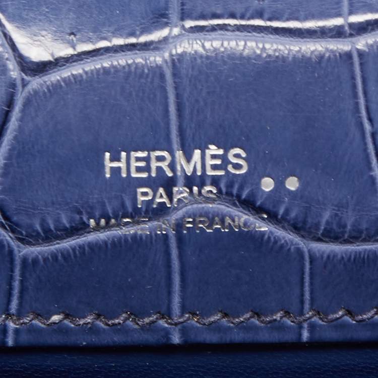 Pre Owned Hermes Blue Brighton Niloticus Crocodile Kelly Pochette