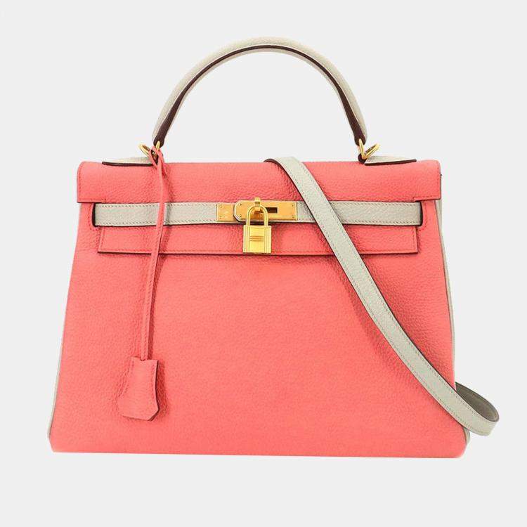 Hermes Kelly 32 Personal SPO 2way Hand Shoulder Bag Taurillon Clemence Rose  Azalee Grease Pearl T Stamp Inner Stitch Hermes