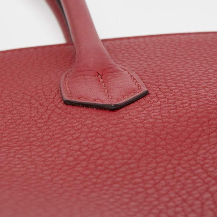 Pre Owned Hermes Rouge Grenat Clemence Leather Gold Finish Birkin 35 Bag