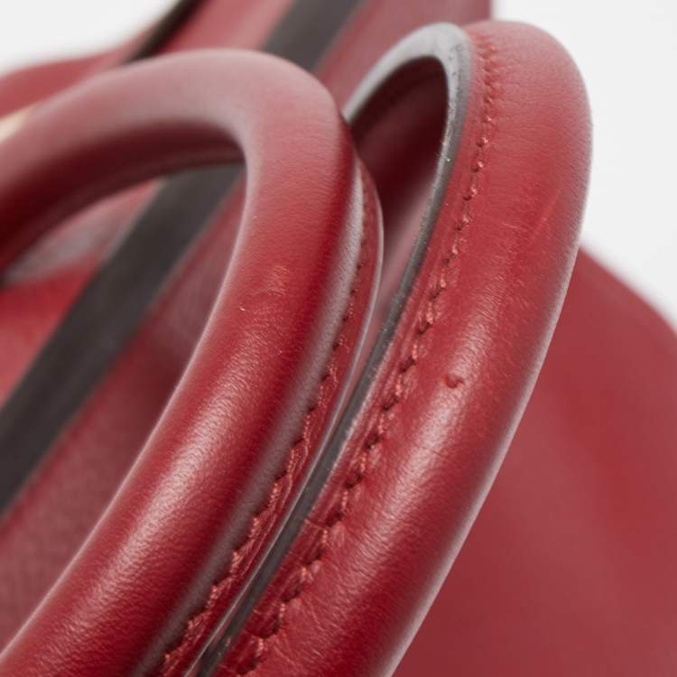 Pre Owned Hermes Rouge Grenat Clemence Leather Gold Finish Birkin 35 Bag