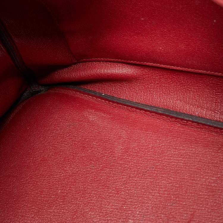 Pre Owned Hermes Rouge Grenat Clemence Leather Gold Finish Birkin 35 Bag