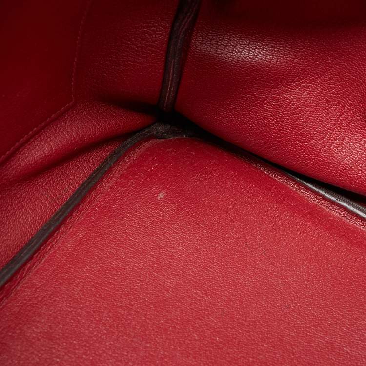 Pre Owned Hermes Rouge Grenat Clemence Leather Gold Finish Birkin 35 Bag