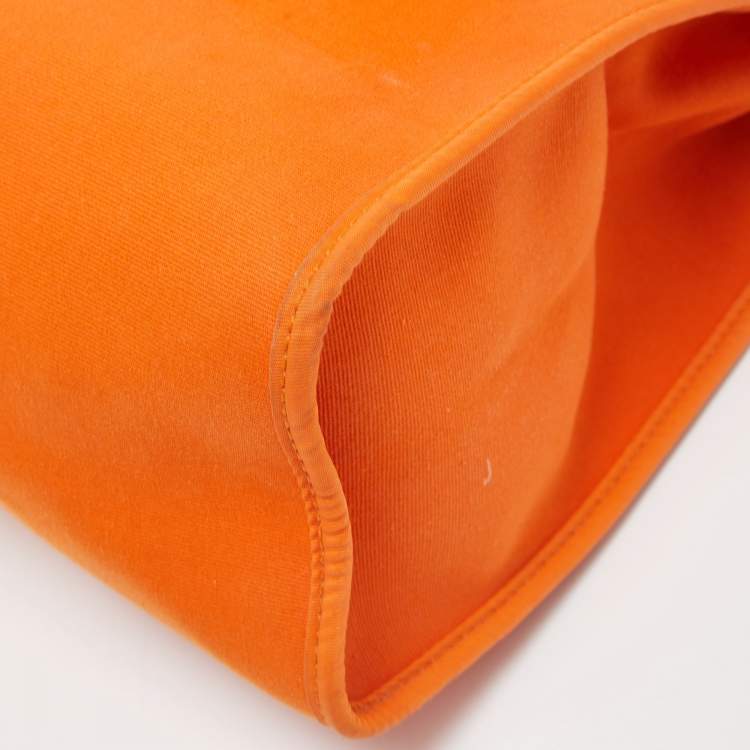 Pre Owned Hermes Natural/Orange Vache Hunter and Canvas Herbag Zip 31 Bag