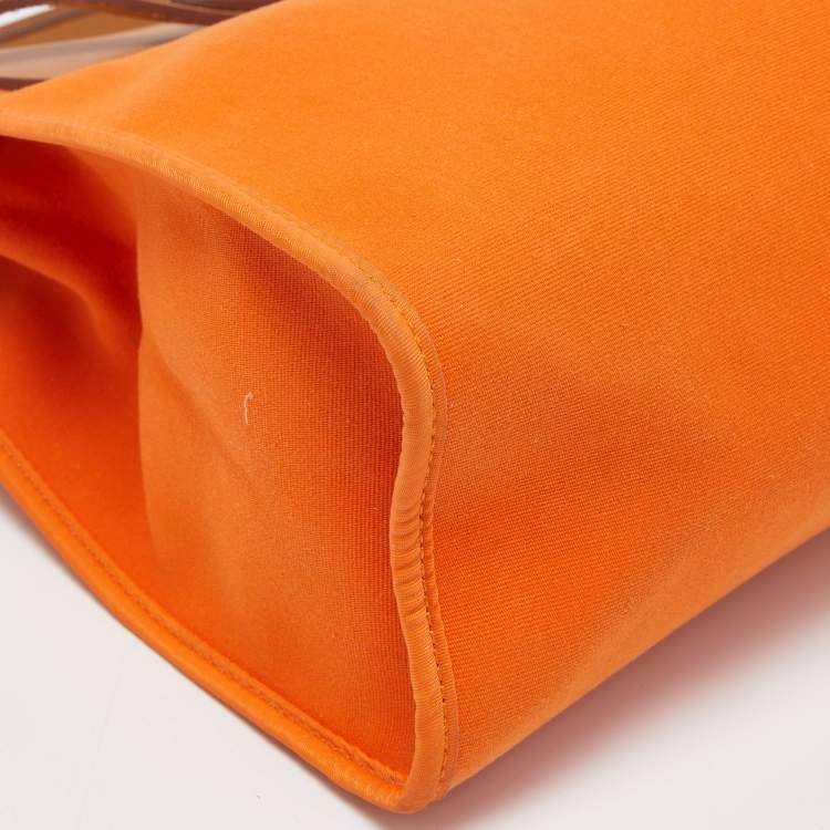 Pre Owned Hermes Natural/Orange Vache Hunter and Canvas Herbag Zip 31 Bag