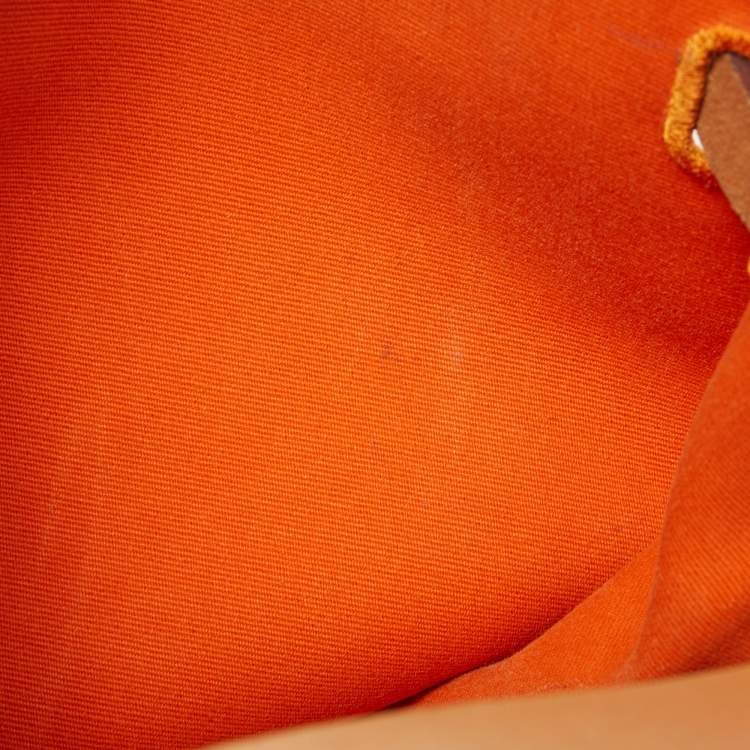 Pre Owned Hermes Natural/Orange Vache Hunter and Canvas Herbag Zip 31 Bag