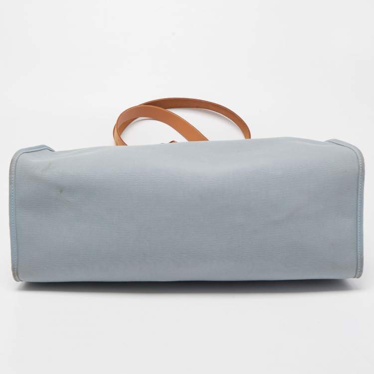 Pre Owned Hermes Natural/Bleu Lin Vache Hunter and Canvas Herbag Zip 39 Bag