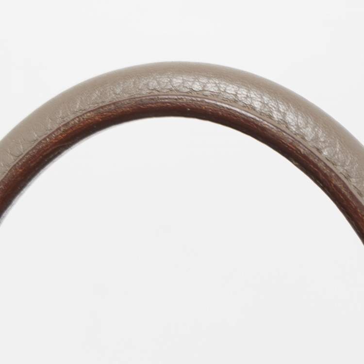 Pre Owned Hermès Etain/Graphite/Gris Fonce Clemence Leather and Lizard Permabrass Finish Birkin 35 Bag