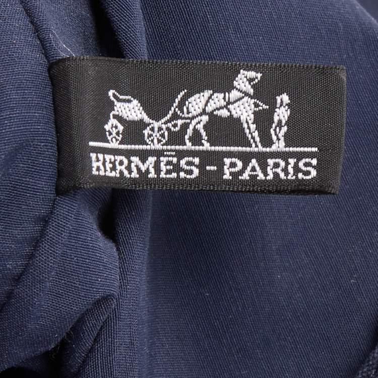 Pre Owned Hermes Navy Blue/Brown Canvas Fourre Tout Briefcase Bag