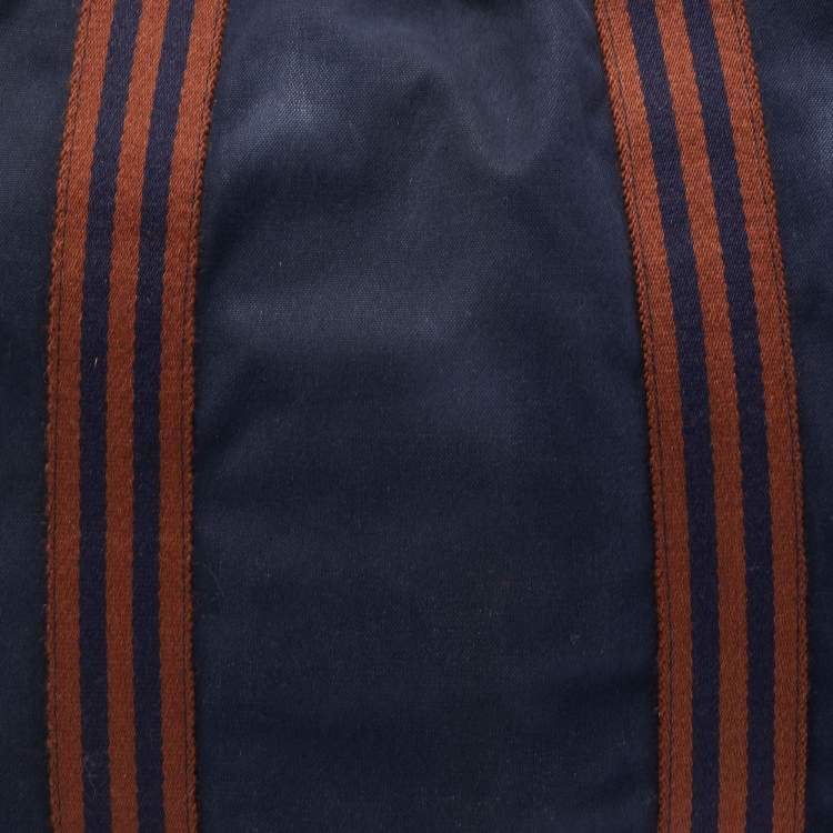 Pre Owned Hermes Navy Blue/Brown Canvas Fourre Tout Briefcase Bag