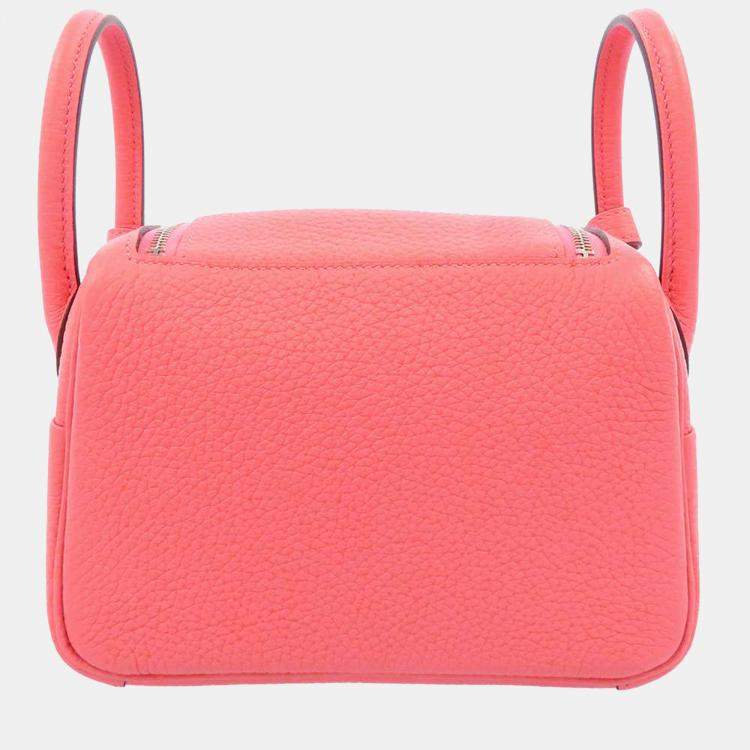 Hermes Pink Taurillon Clemence Leather Mini Lindy Shoulder Bag Hermes ...