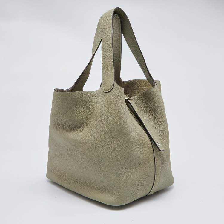 Pre Owned Hermes Sauge Taurillon Clemence Leather Picotin Lock 22 Bag