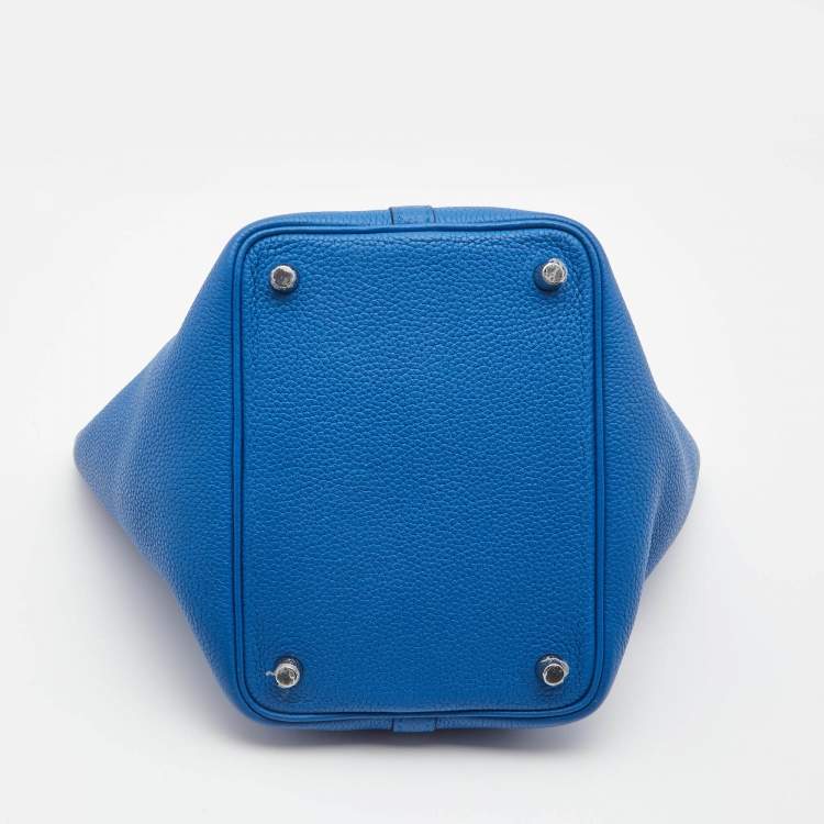 Pre Owned Hermes Blue Azur Togo Leather Picotin Lock 18 Bag