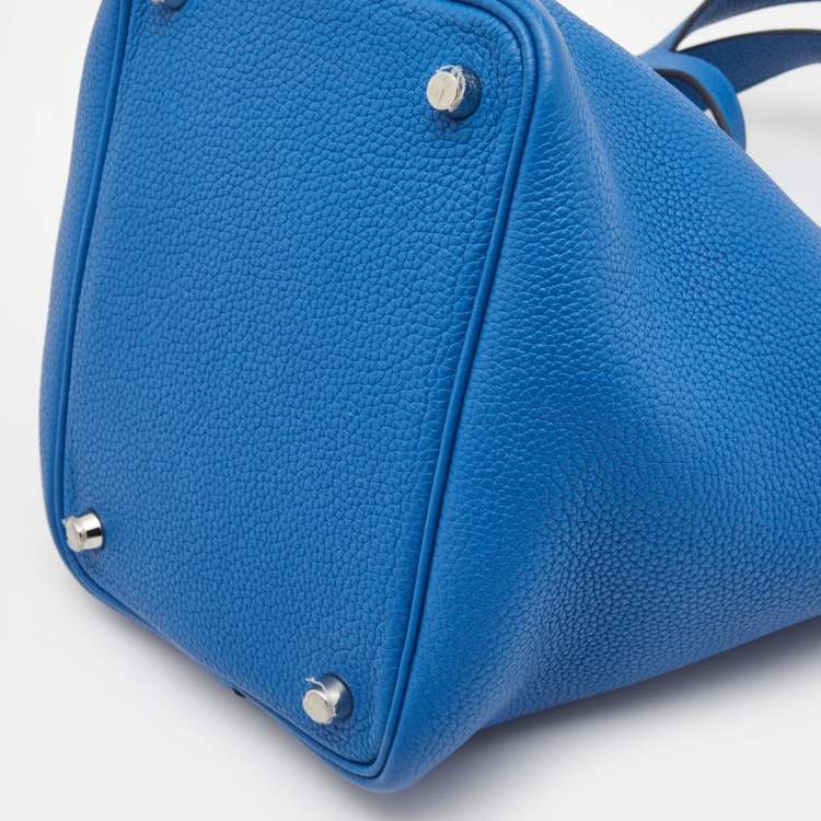 Pre Owned Hermes Blue Azur Togo Leather Picotin Lock 18 Bag