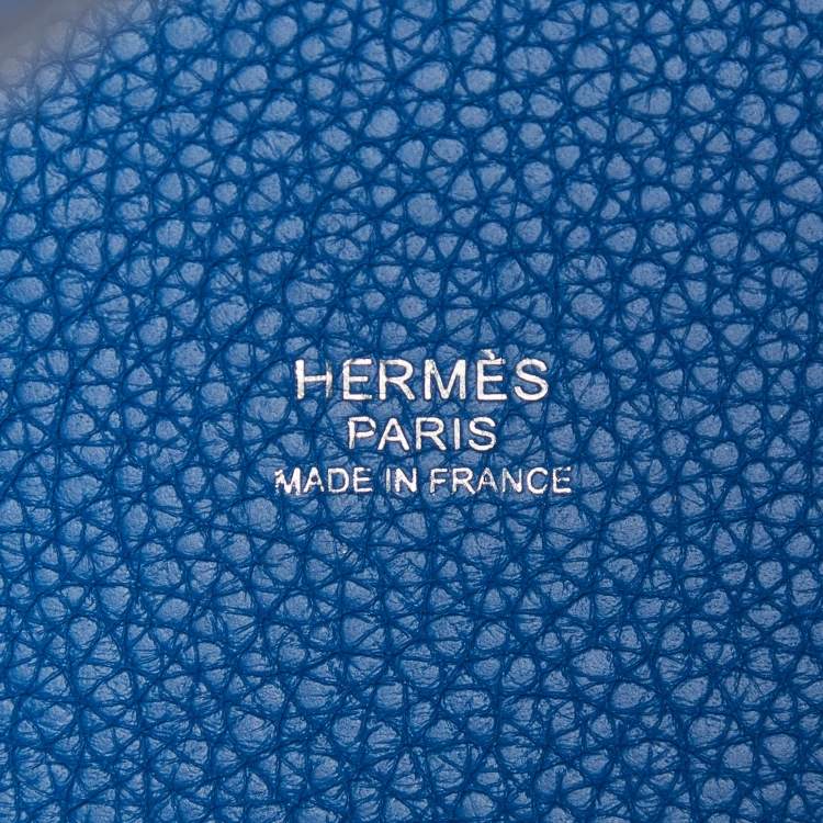 Pre Owned Hermes Blue Azur Togo Leather Picotin Lock 18 Bag