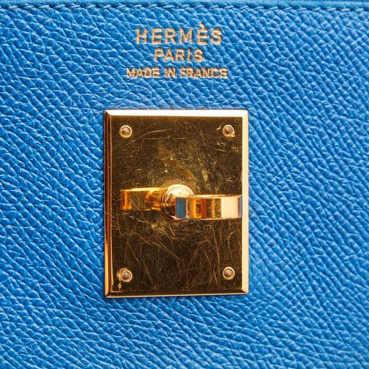 Pre Owned Hermès Cobalt Courchevel Leather Gold Finish Kelly Retourne 35 Bag
