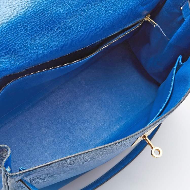 Pre Owned Hermès Cobalt Courchevel Leather Gold Finish Kelly Retourne 35 Bag