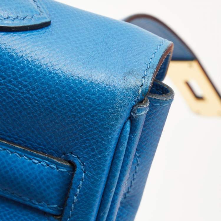 Pre Owned Hermès Cobalt Courchevel Leather Gold Finish Kelly Retourne 35 Bag