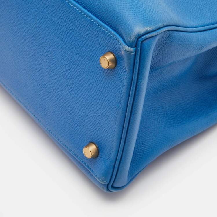Pre Owned Hermès Cobalt Courchevel Leather Gold Finish Kelly Retourne 35 Bag
