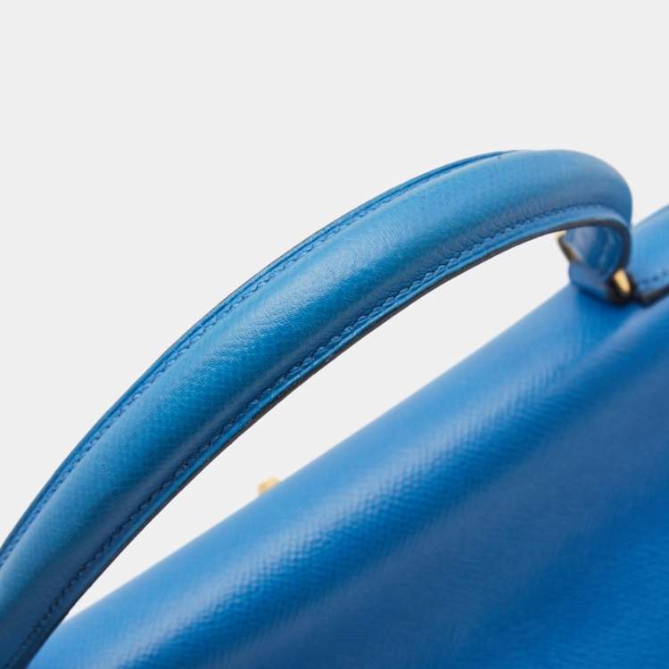 Pre Owned Hermès Cobalt Courchevel Leather Gold Finish Kelly Retourne 35 Bag
