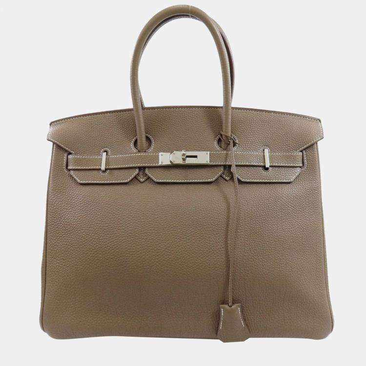 Hermes Birkin bag 35 Pearl grey Togo leather Gold hardware