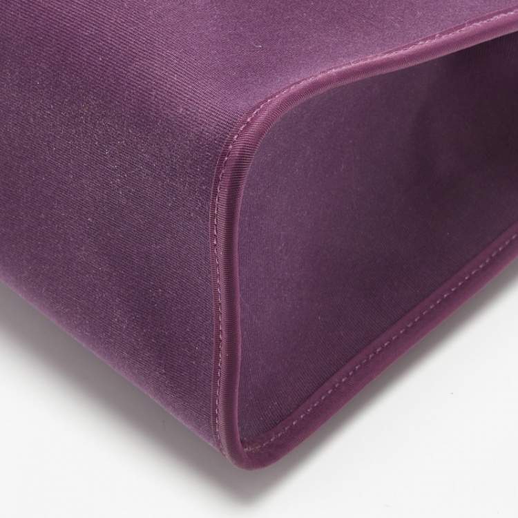 Pre Owned Hermes Natural/Violet Canvas and Leather Herbag Zip 31 Bag